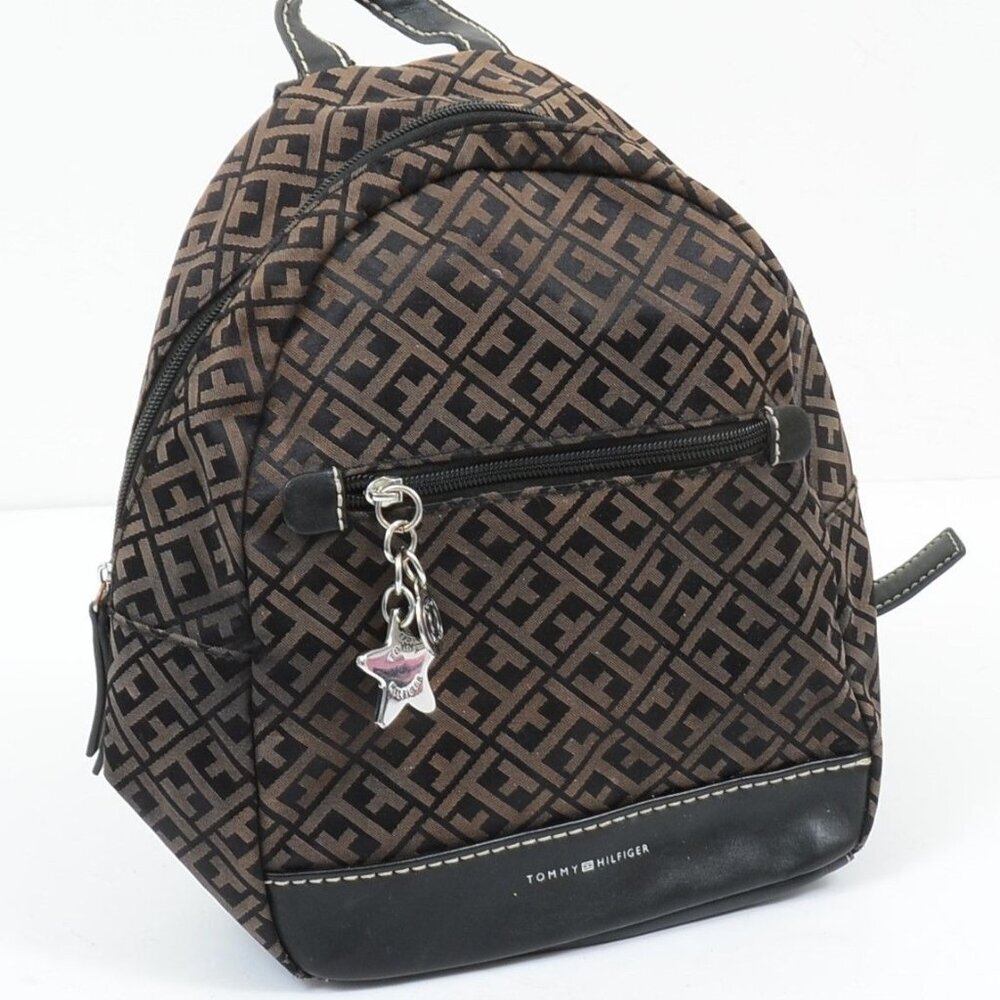 Tommy Hilfiger Mini Backpack Purse Silver Logo Charm Daypack Rucksack Bag